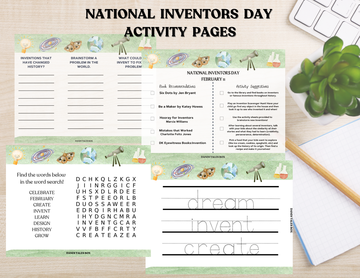 FREE Inventors Day Activity Pages